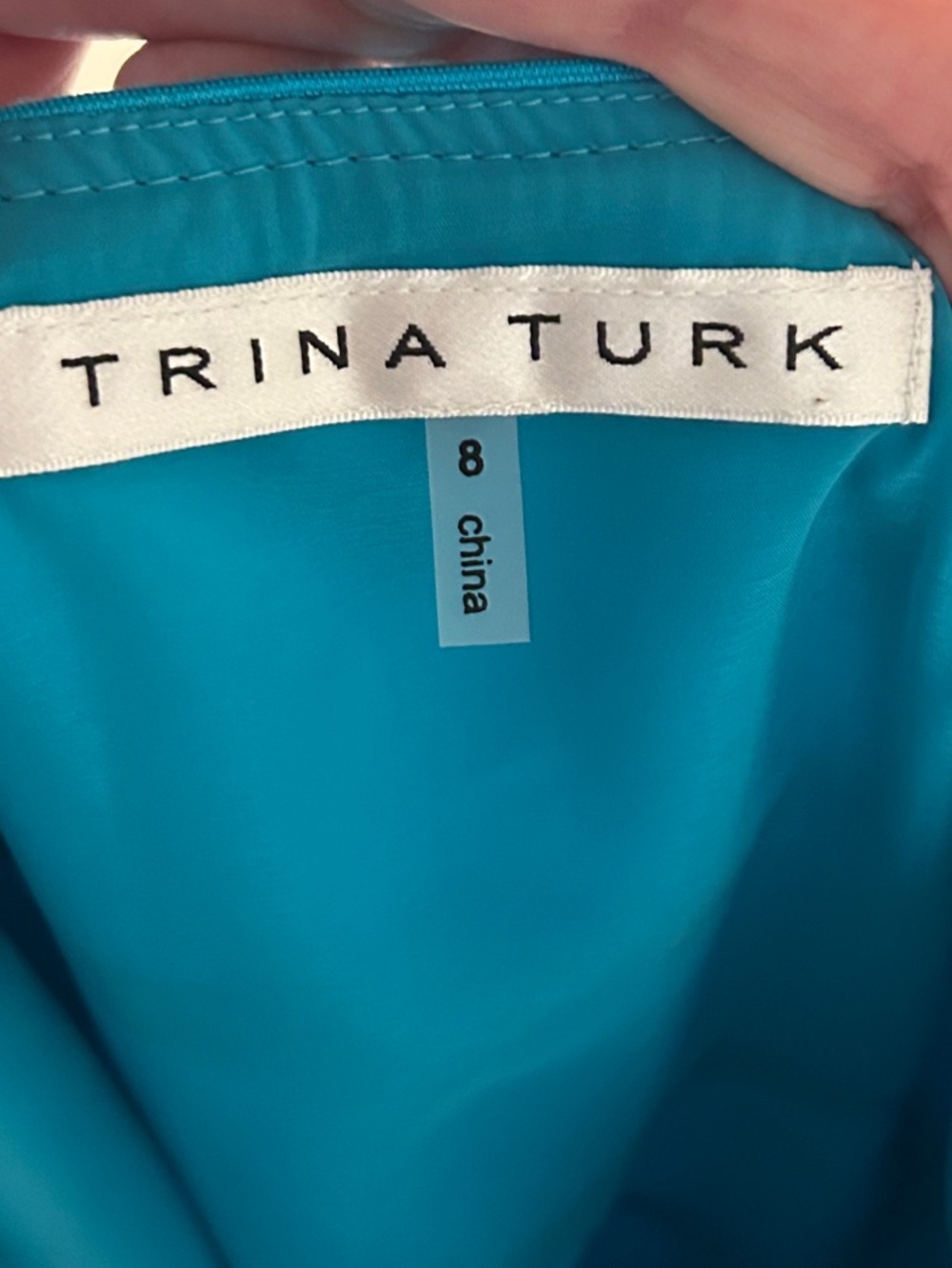 Trina Turk Nikola Stretch Ponte Fit & Flare Dress Size 8 Turquoise Blue - Picture 5 of 7